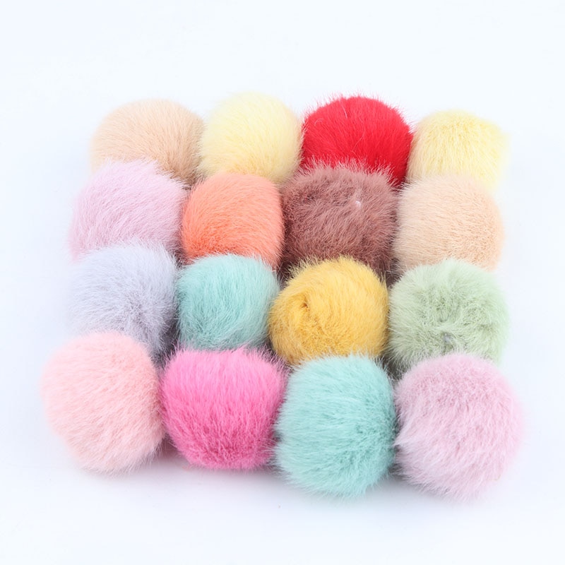 35mm/10 Uds. Bolas de piel de conejo pompón Artificial Multi color pompón DIY pompones manualidades para bolas de pelo Furball suministros de costura