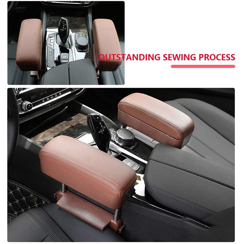 Universal Car Armrest Box Elbow Support Adjustable Car Center Console Arm Rest (Brown)