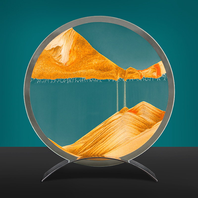 Heimat 3D Spiegel fließender Sand Malerei Handwerk Schreibtisch Heimat Sekretariat Geburtstagsgeschenk Sanduhr Ornament: L / dunkel Braun