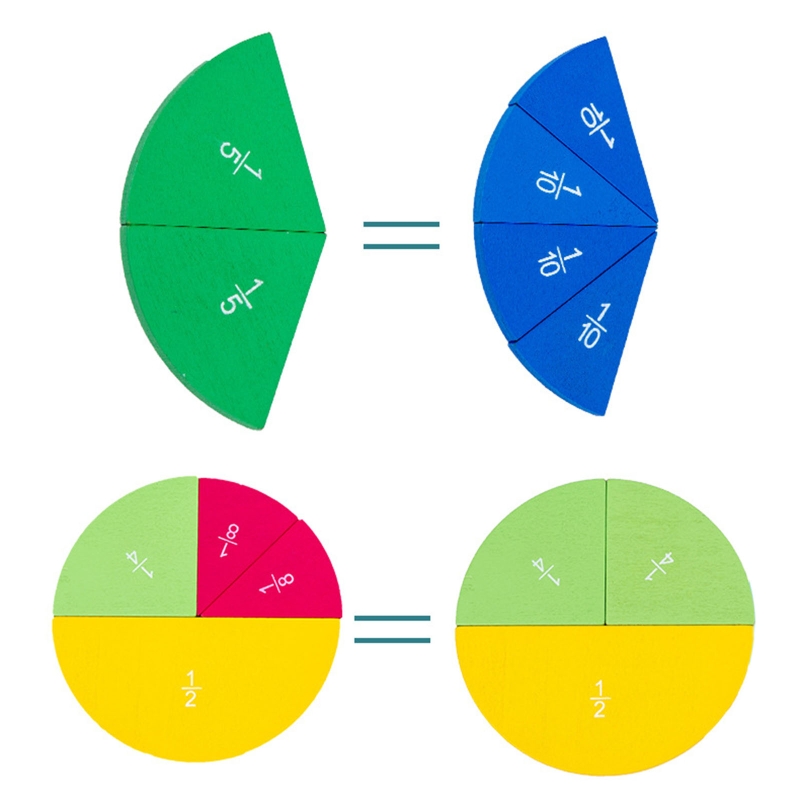 Wooden Fraction Instrument Math Tracing Card for intellgent Improvement Fractions Number Counting Pad for Kids 85DE