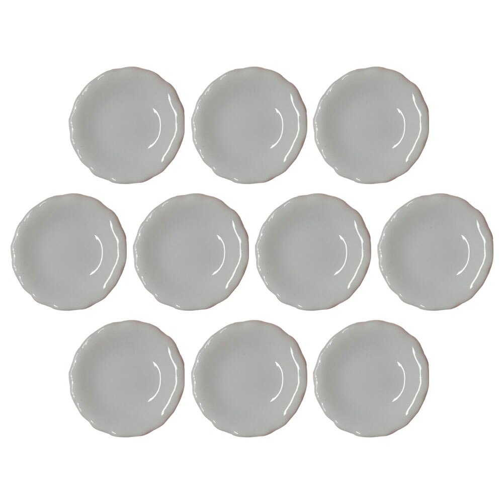 10Pcs Mini House Ceramic Plates Mini House Scene Layout Props Mini Tableware: Default Title