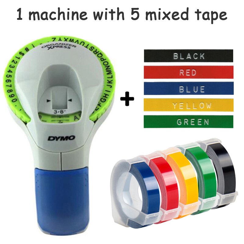 Combination of Machine and Ribbon Dymo 12965 Manual Label Maker Diy Embossing Label Printers for 9mm 3D Embossing Label Tapes: 12965-9mmA