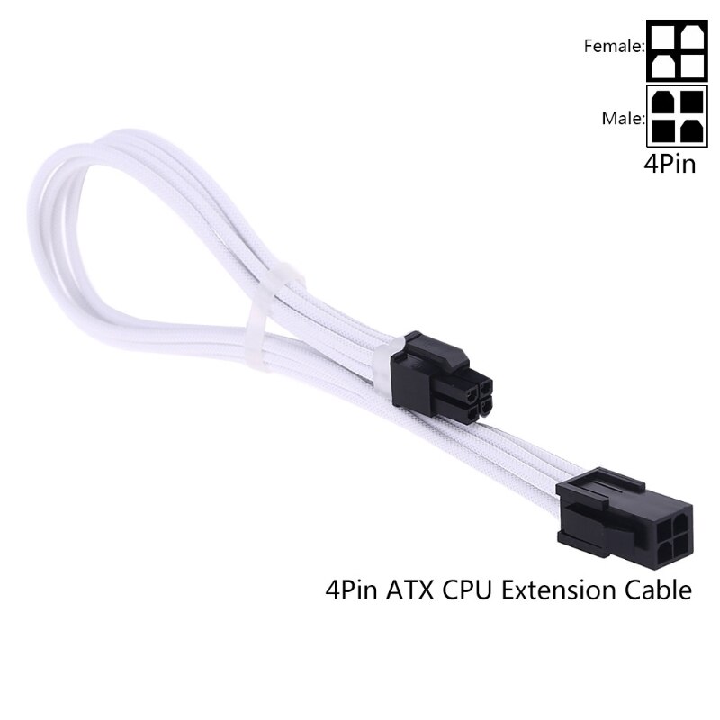 Mouw Extension Voeding Kabel 24-Pin Een Tx/Eps/8-Pin Pci-E Gpu/8pin cpu/6-Pin Pcie/4Pin Cpu Kabel Met Kammen 18 Awg: White 4PIN