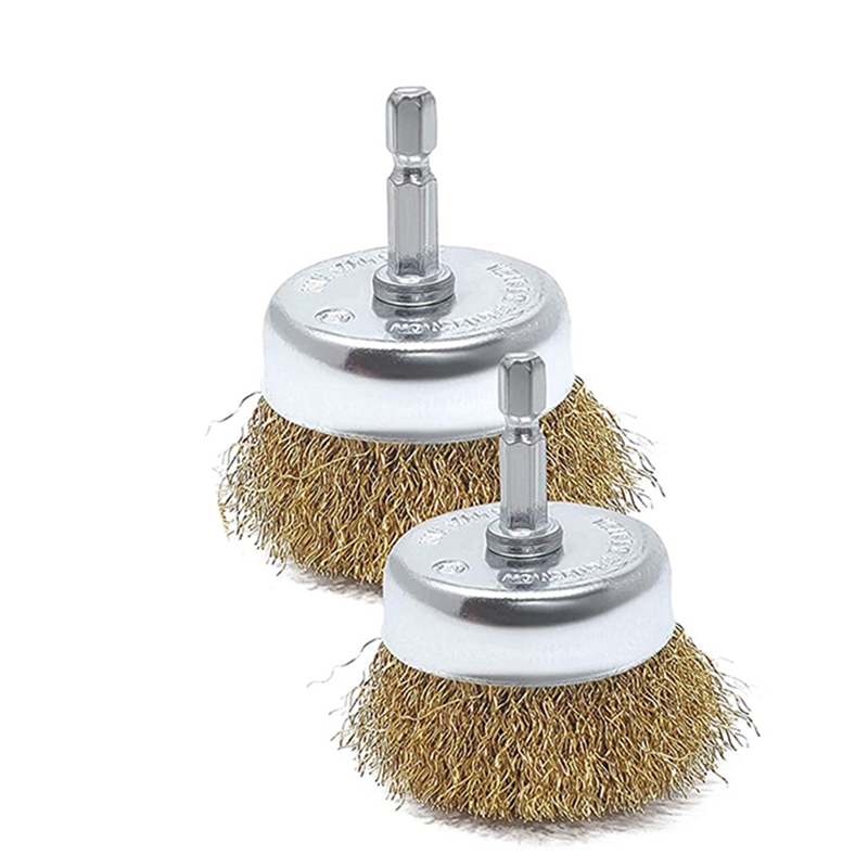 6 Pack Wire Brush Attachment Set For Drill, Brass Coated