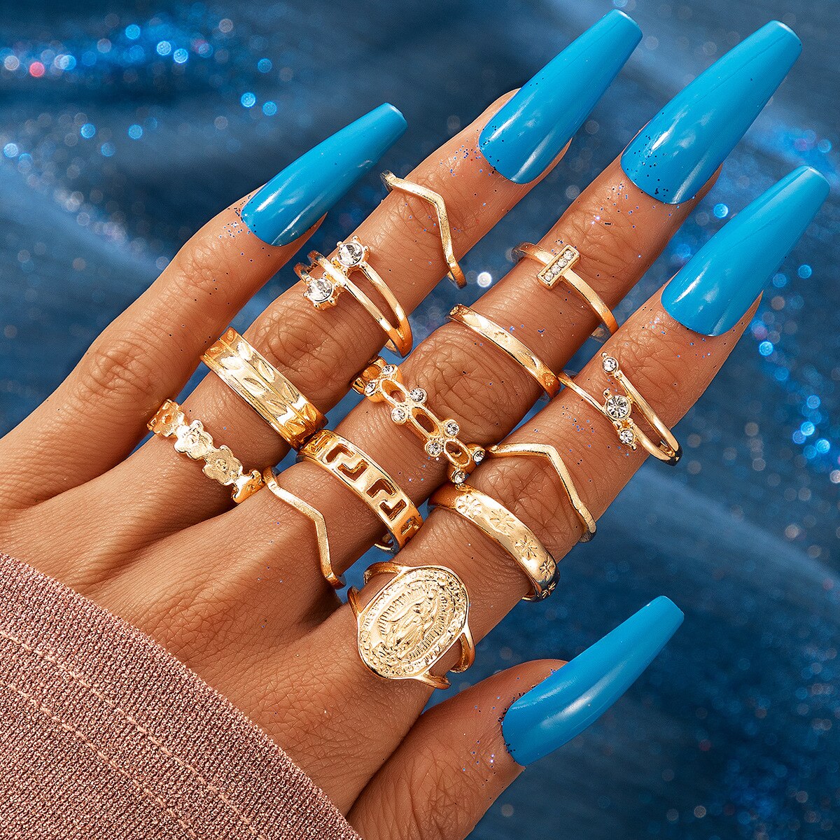 matching rings for women gold plated jewelry snake ring set anillo bague femme anillos slytherin emo accessories: 6