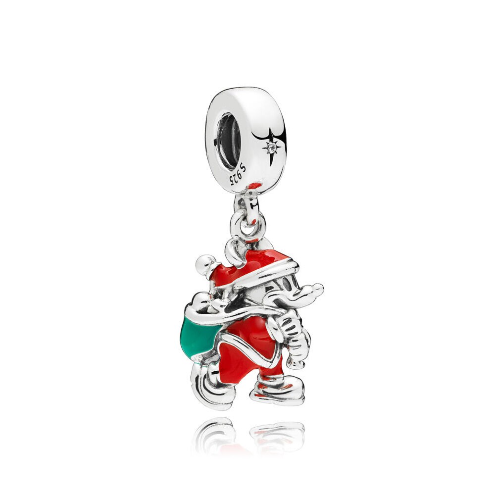 100% 925 Sterling Silver Christmas Series Santa in Space Train Charm Bag Hanging Charm COSY CHRISTMAS HOUSE Original: Gray