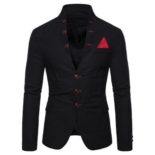 Hommes sl-im convient Social Blazer printemps automne solide robe de mariée veste hommes décontractée affaires mâle costume veste Blazer doux: Black / M