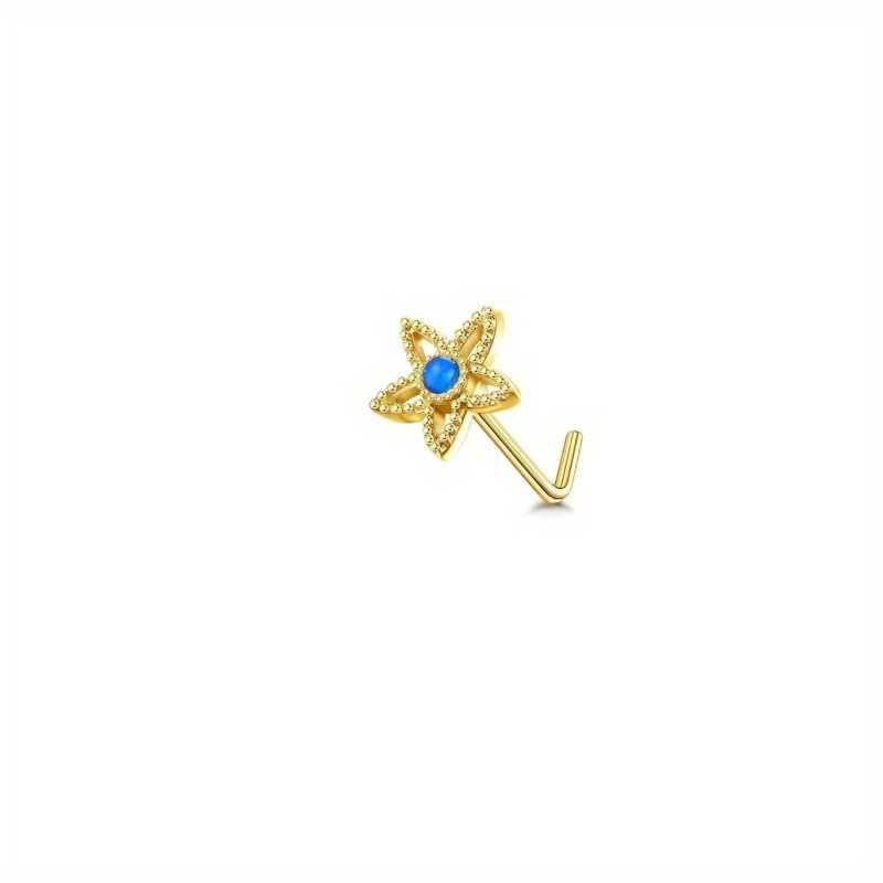 Drperfect 1pc 22g næsestikker l-formede næseringe til kvinder opal cz hjerte sommerfugl næsepiercing smykker: Sort zinkbelagt
