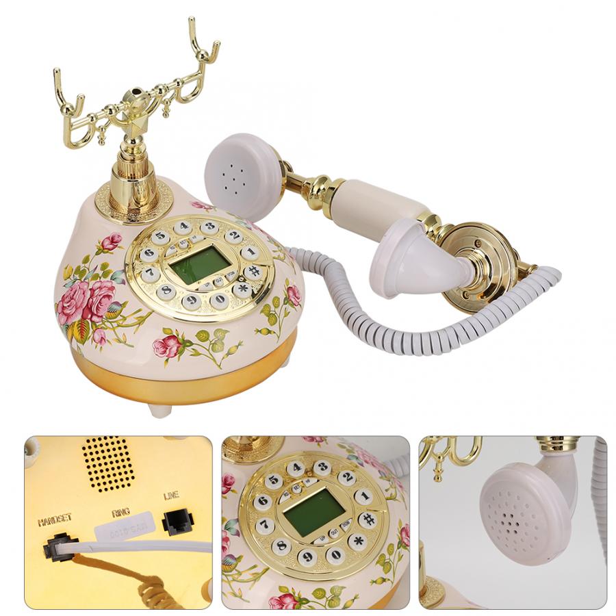 Antyczny retro telefon stacjonarny przewodowy stacjonarny telefon stacjonarny europejski stary telefon z dzwoniącym wyświetlacz ID dla Dom gabinet hotel