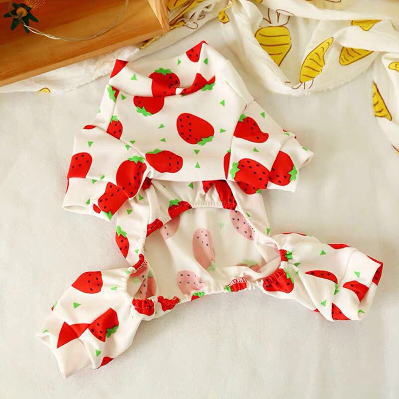 Hundepyjamas kæledyrsrød jumpsuit åndbar forår sommer vandmelon nattøj til chihuahua yorkshire kostume xss-xl doggyzstyle