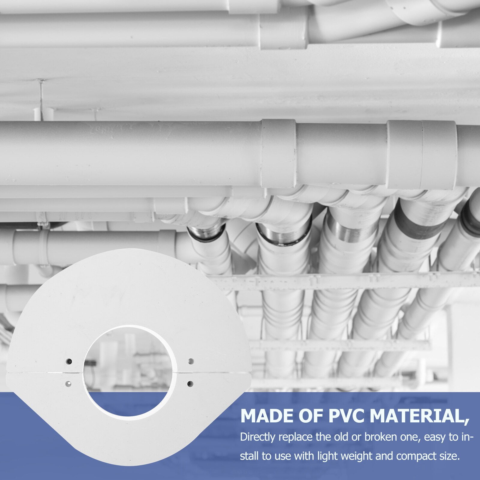 2 Pcs Drainage Pipe Plates PVC Water Pipe Plates Bathroom Pipe Drainage Plates: 16.6X7.5X0.25CM