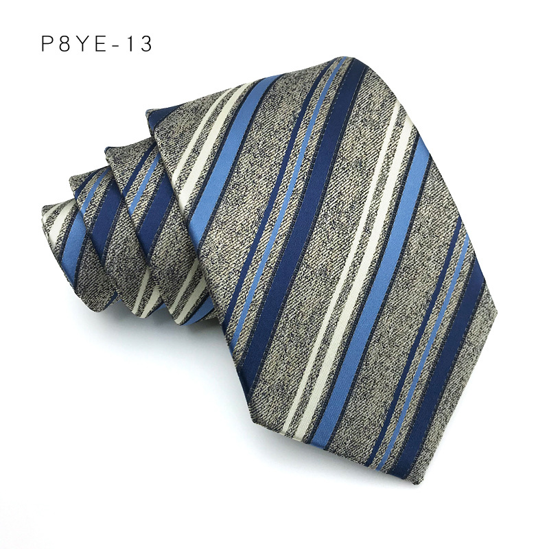 Corbata de lujo de 8CM para hombre, corbatas a rayas para hombre, novio, padrino de boda, corbata tejida de Jacquard, accesorios formales para de negocios: YELLOW