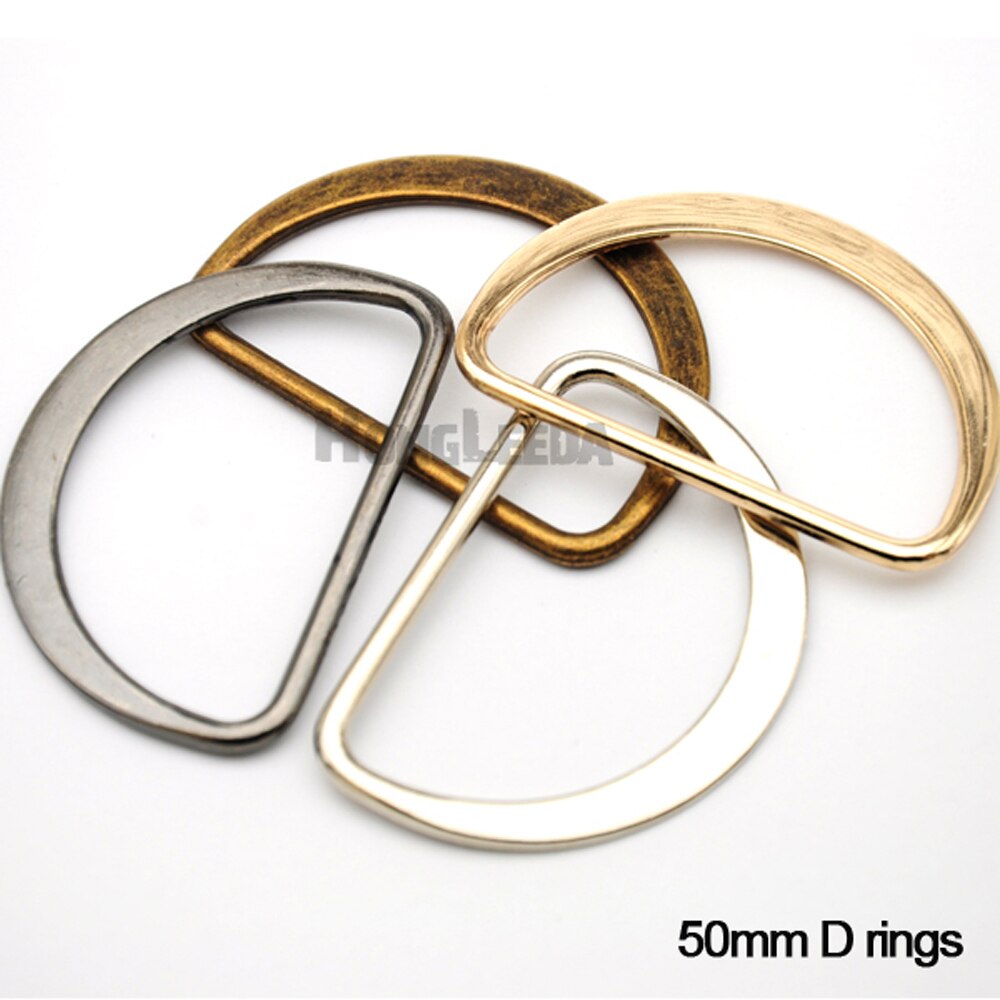 40 Stks/partij 2 Inch 50Mm Grote Metalen Platte Legering D Dee Ring Verstelbare Gespen Voor Zak Singels Band Zilver/Zwart/Brons/Goud FDR-50mm