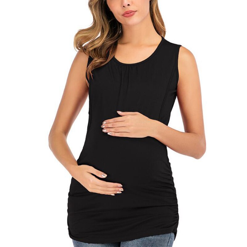 Summer Solid Color Womens Maternity Clothes Tank Tops Sleeveless Breastfeeding Pregnancy Clothing Premama Camis Tops Plus Size