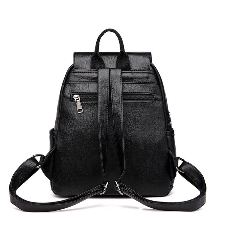 Classic Clamshell Double Zipper Women Backpacks Soft Pu Leather Bags for Women Shoulder Bags