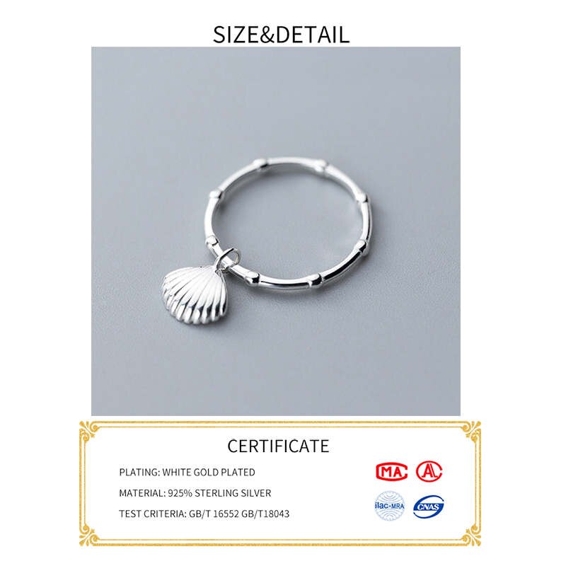 Inzatt Real 925 Sterling Zilver Minimalistische Shell Ring Voor Mode Vrouwen Party Leuke Fijne Sieraden Accessoires