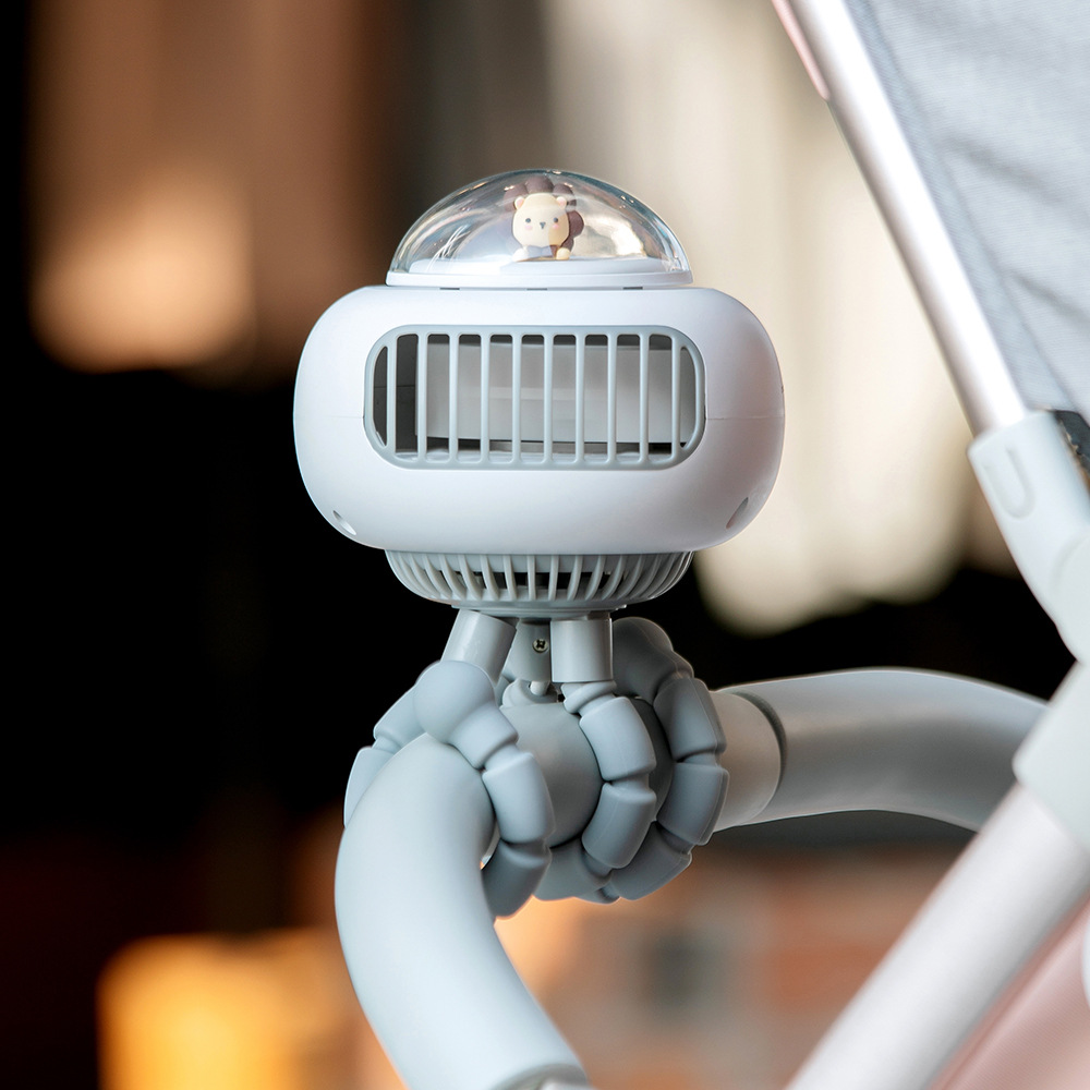 Mini-biegen-klimaanlage mit 3600 mah akku, wiederaufladbarem kinderwagen-Ventilator, 130 ° automatischer Drehung, 4- windstufen, handgerät für Höhle außenbereich, leise