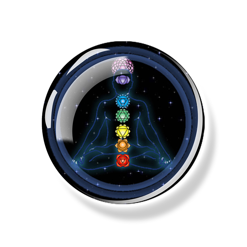 7 Chakra Totem Magnet Fridge Meditation Yoga Mandala Hinduism Glass Dome Refrigerator Magnets Stickers Indian Buddha Home Decor: Red