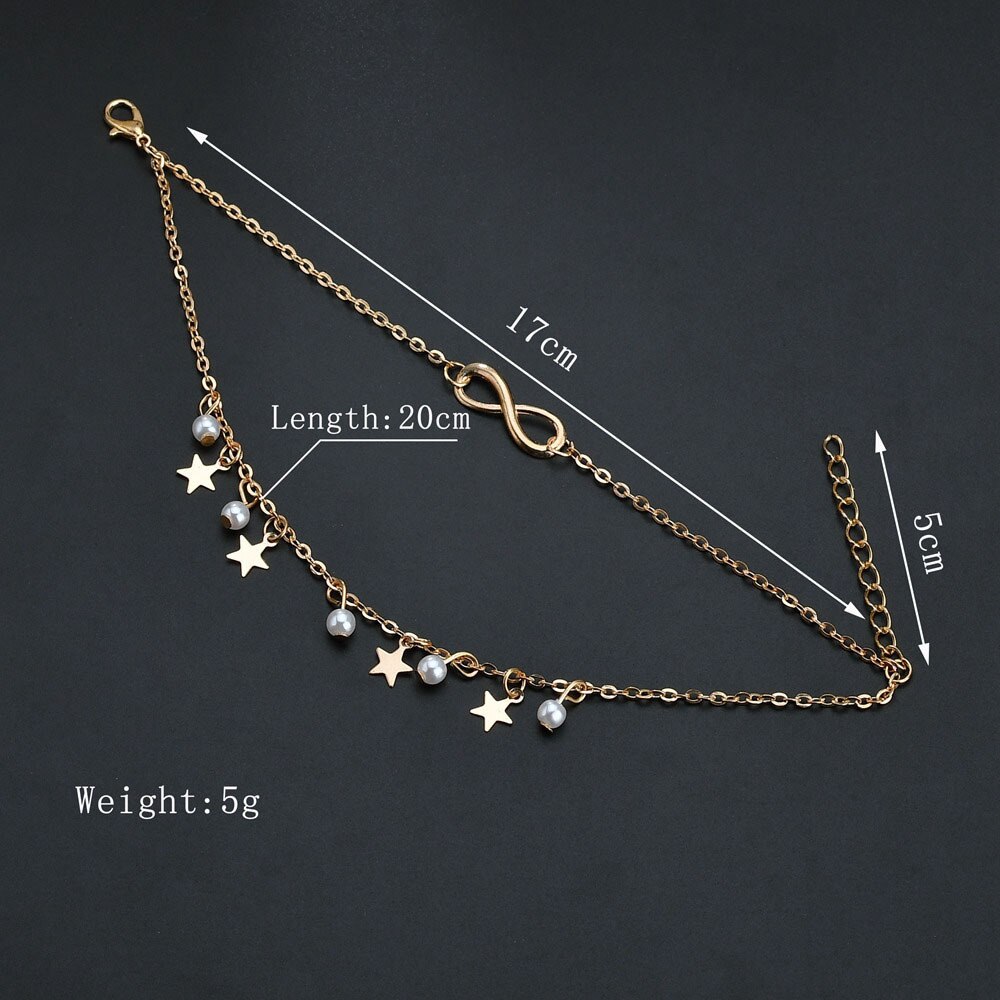 Bohemian Meerdere Lagen Lmitation Parels Infinity Enkel Voor Vrouwen Sieraden Bruids Sieraden