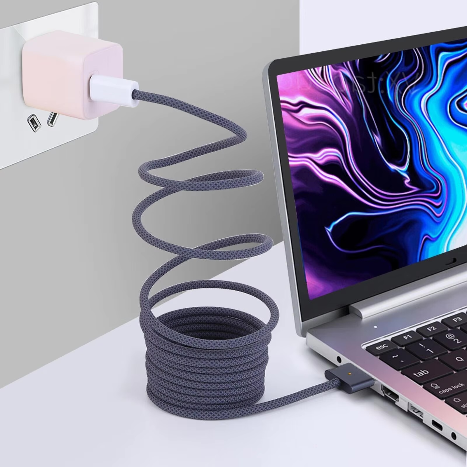 2m usb type c til magnetisk magsafe 3. generations kabelopladeradapter til macbook pro air 14 16 m2 140w hurtigopladerkabelledning
