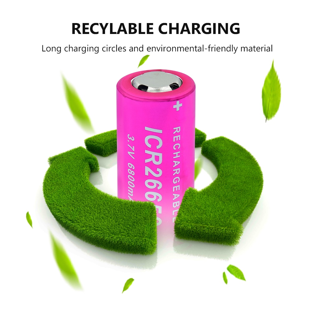 1/2/4 Uds. 3,7 v Volt ICR 26650 6800mAh Li-ion, batería de 26650 celdas recargable para linterna Led, linterna, linterna