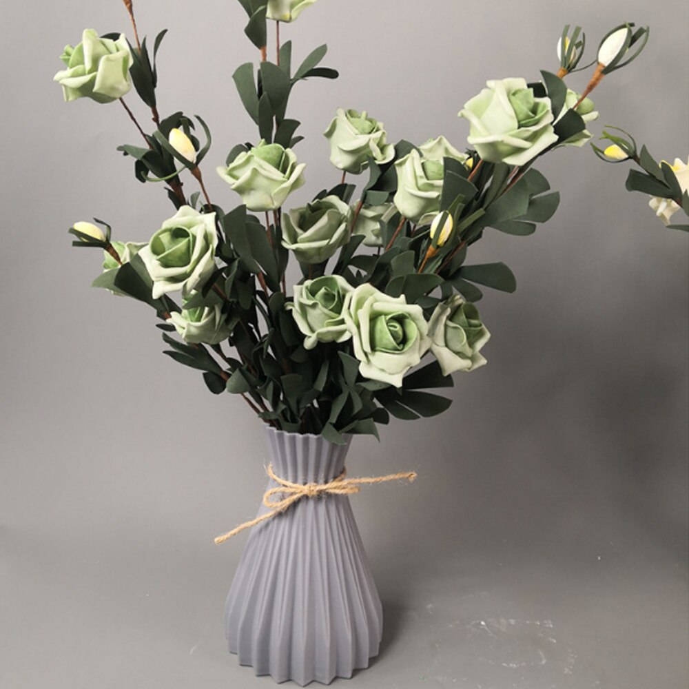 Plastic Vase Home -Resistant Hydroponic Vase Imitation Enamel Decorative Ornaments Imitation Ceramic Flower Pot: Grey bottle