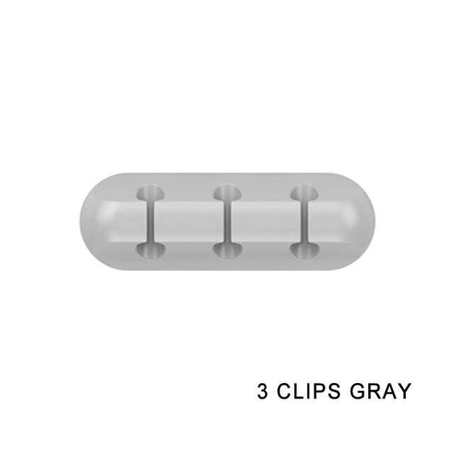 Kabelorganisatiesysteem Siliconen Usb Kabelhaspel Flexibele Kabel Management Clips Kabel Houder Voor Muis Hoofdtelefoon Oortelefoon: grey-3clips