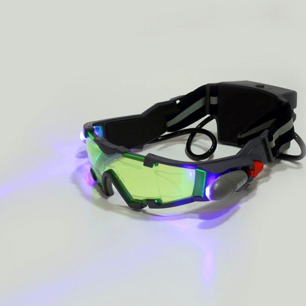 Adjustable Windproof Elastic Band Night Vision Goggles Glass Children Protection Glasses Green Lens Eye Shield with LED