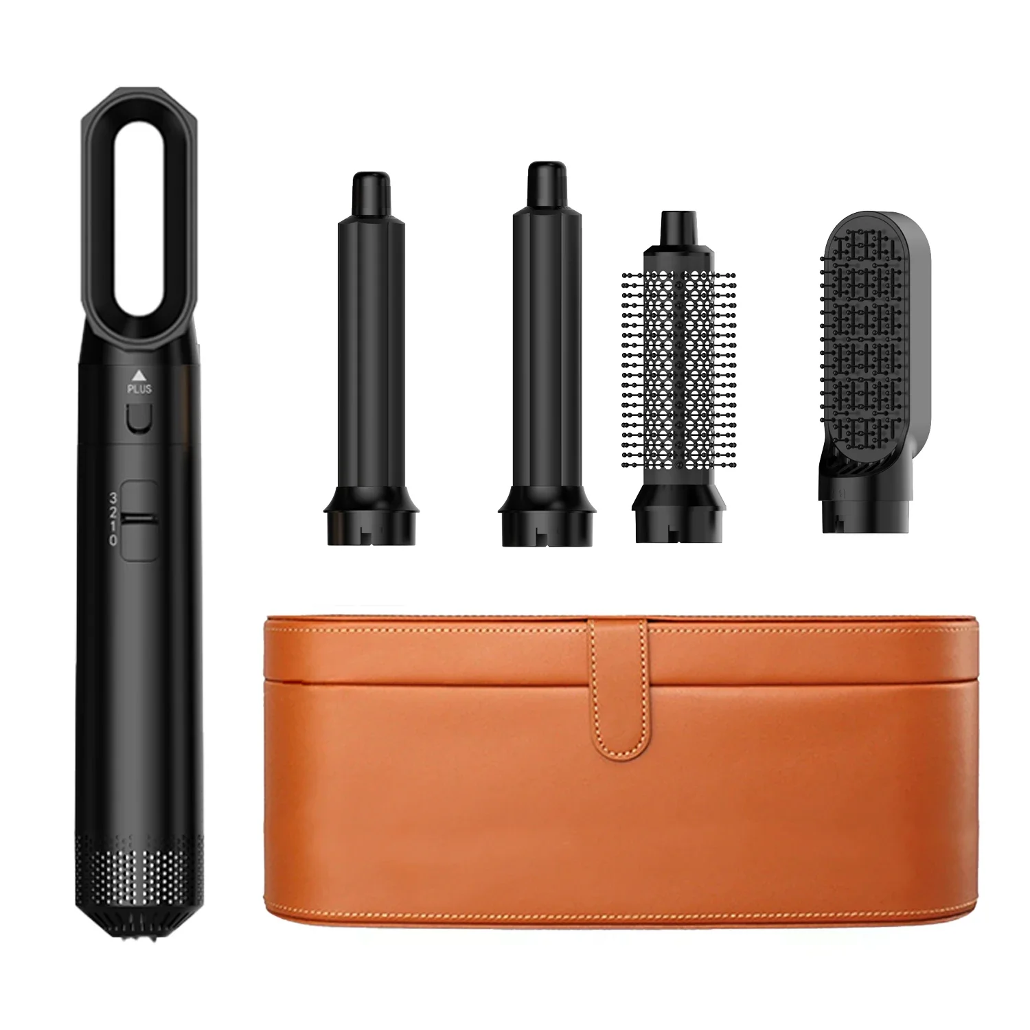 5-in-1-Haartrocknerkamm mit Heißluftbürste und Lockenstab und Haarglätter für Volumen und professionelles Haarstyling: verrotten / uns-Stecker