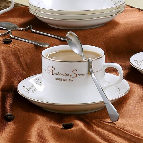 Mini Wit Keramische Kopje Thee Set Met Lepel Cappuccino Herbruikbare Koffie Mok Afternoon Tea Koffie Kopjes Kopjes En Schoteltjes AF50BD: style-2