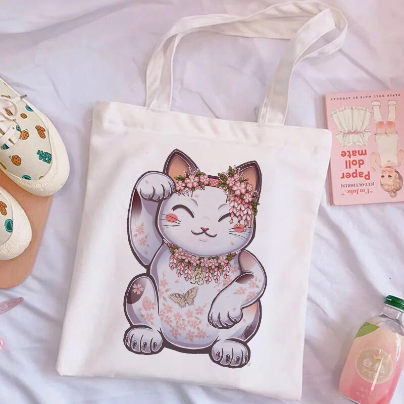 Esthetische Harajuku Herbruikbare Canvas Tas Dames Schoudertas Boodschappentas Boodschappentas Dames Handtas Handtas.: 18