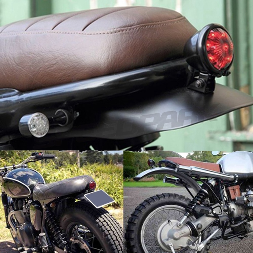 SPEEDPARK-Luz LED trasera de freno para motocicleta, luz roja de 12V, ajustable, estilo Cafe Racer, para Chopper