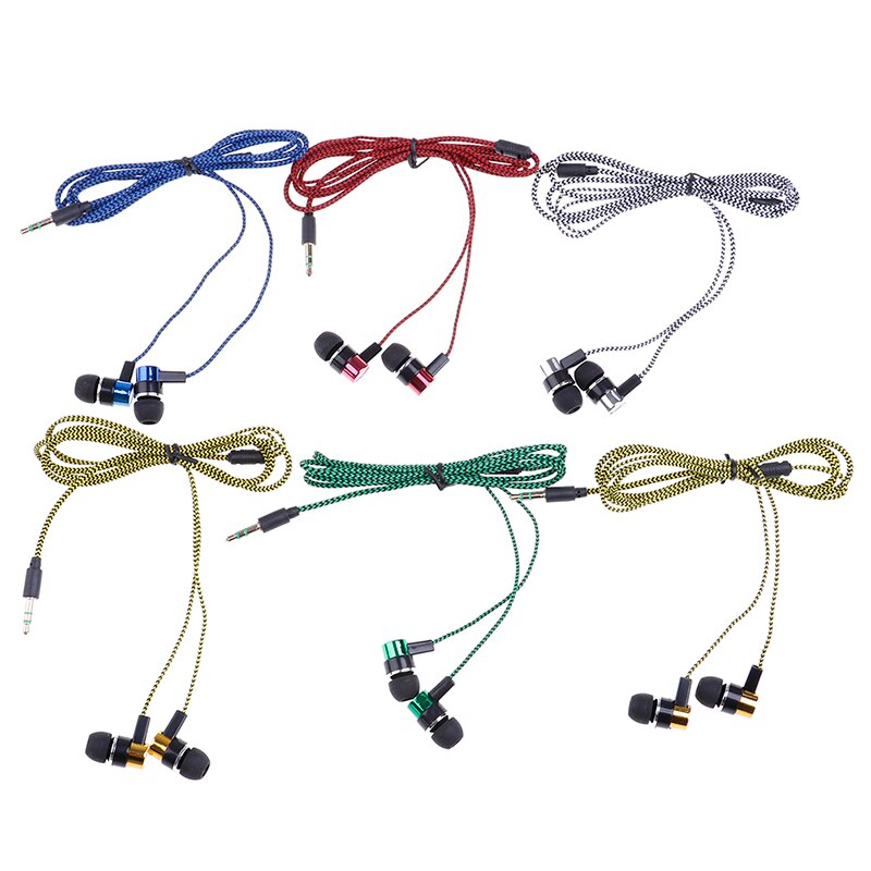 3.5mm In-Ear Oordopjes Bedrade Stereo Braid Cord Oortelefoon Headset Voor Telefoon