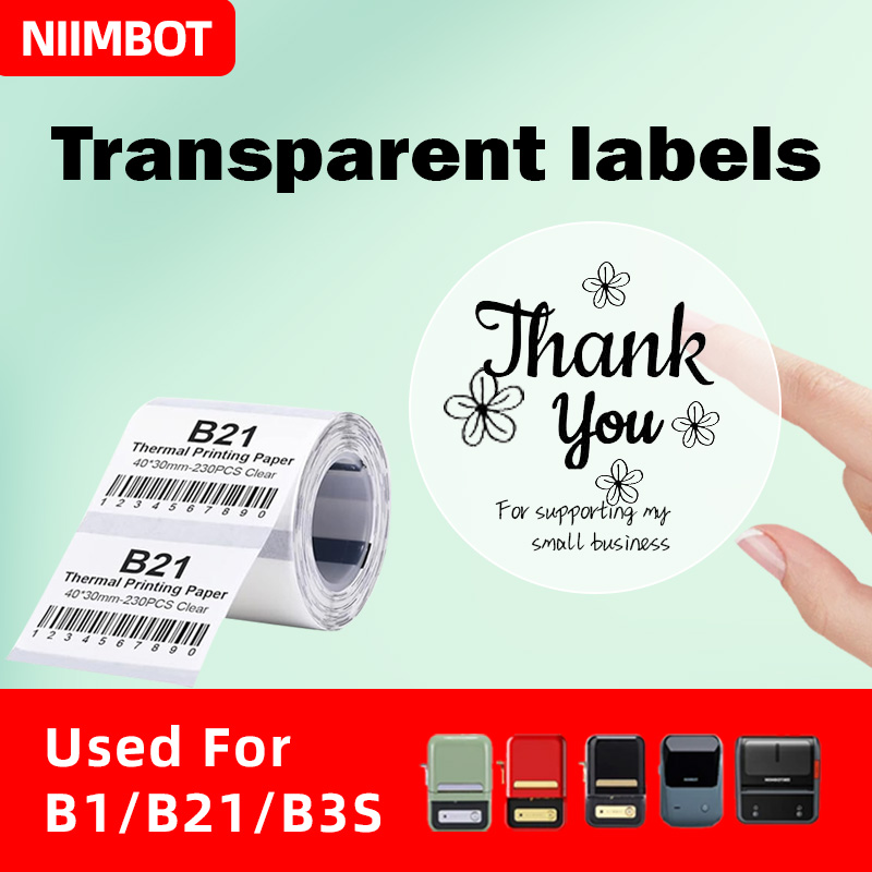 Niimbot Transparent Stickers Label Printer Stickers Portable Printer Niimbot Thermal Paper Labels Official Genuine For B1/B21