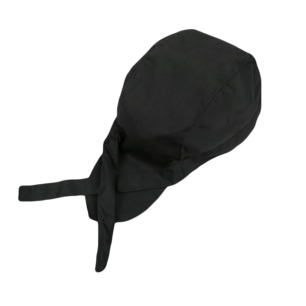 Striber udskriver behageligt at bære kokkehat madlavningshoved wrap køkken catering kraniet cap bånd turban: Sort