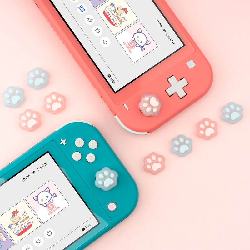 Capuchon de poignée en forme de patte de chat en Silicone, housse de protection pour manette de Nintendo Switch JoyCon NS Lite