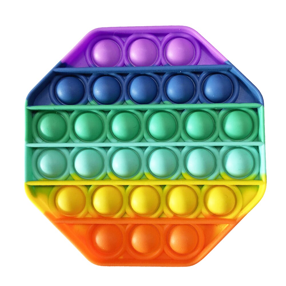 Adult Kids Push Pop Bubble Toys Simple Dimple Fidget Toys Pop it Funny Antistress Toys Fidget Sensory Toy Stress Reliever Toys: Rainbow 3