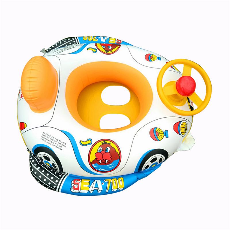 Children Swimming Ring Cartoon Car Boat Inflatable Thickening With Direction Seat Boat Float Motorboat pedal Harmless PVC Toy