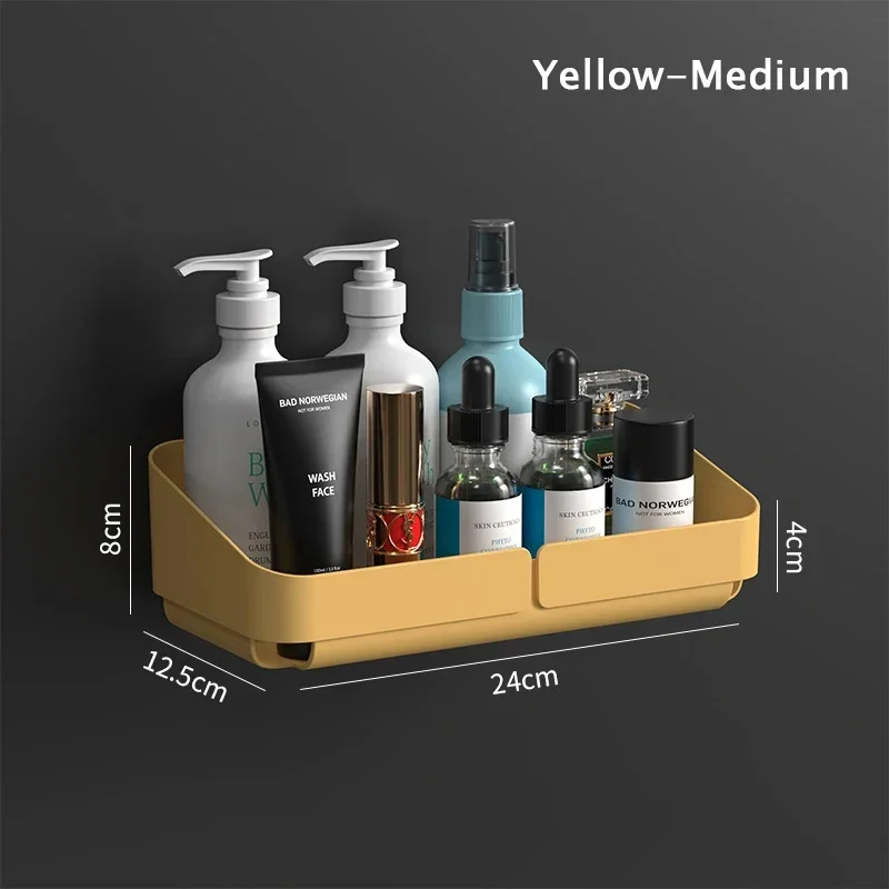 Zelfklevende Badkamer Plank Keuken Organizer Plastic Shampoo Rek Douche Plank Badkamer Accessoires Geen Boorplank: Dark Gray