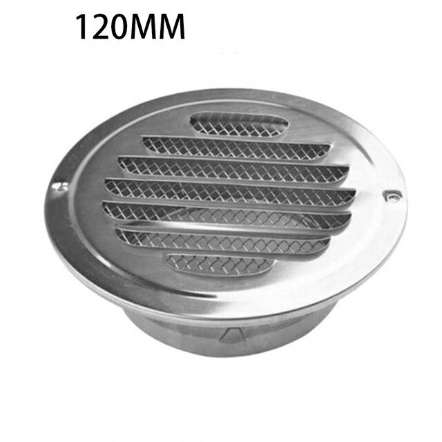 80mm/100mm/120mm Flat Round Air Vent Grill Stainless Steel Cover Louver Air Vent Silver Thicken Anti Mosquito Air Vent: 120mm