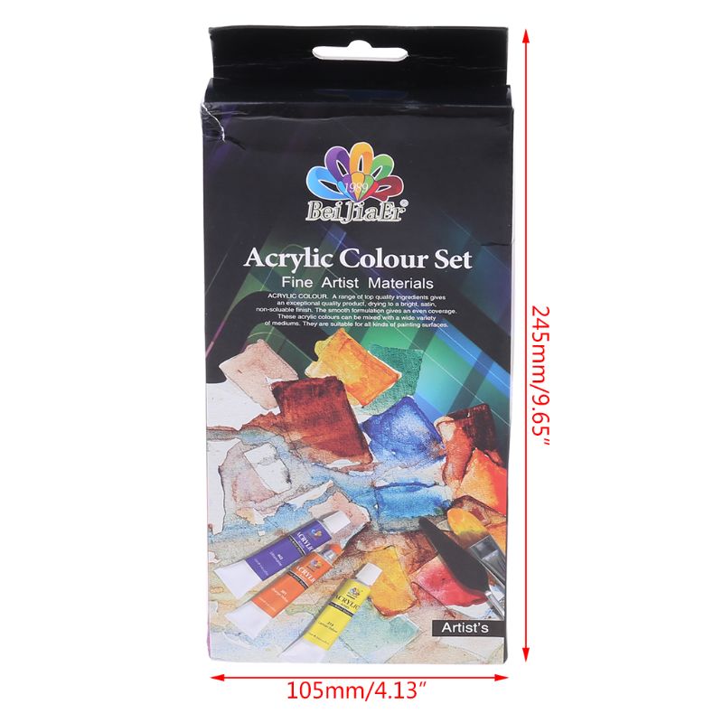 12 Colors 12ML Tube Acrylic Paint set Art Painting Drawing Tools For Kids DIY 2XPF