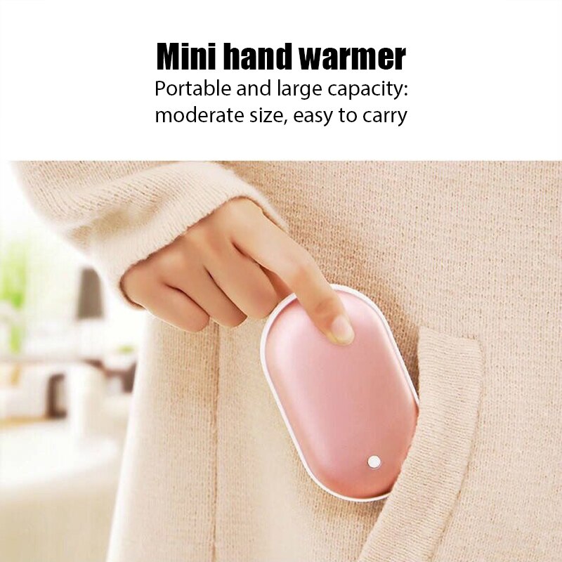 2In1 Portable USB Rechargeable Hand Warmer Mini Cobblestone Pocket Mobile Power Bank Reusable Electric Winter Heater Hand Warmer