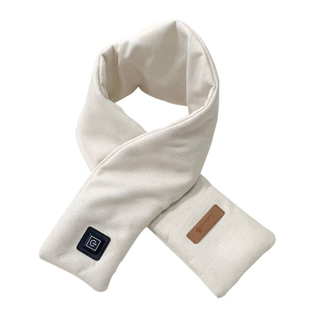 3 Levels Graphene Heated Scarf Winter USB Electric Heated Warm Shawl Neck Wrap With For Men And Women: White