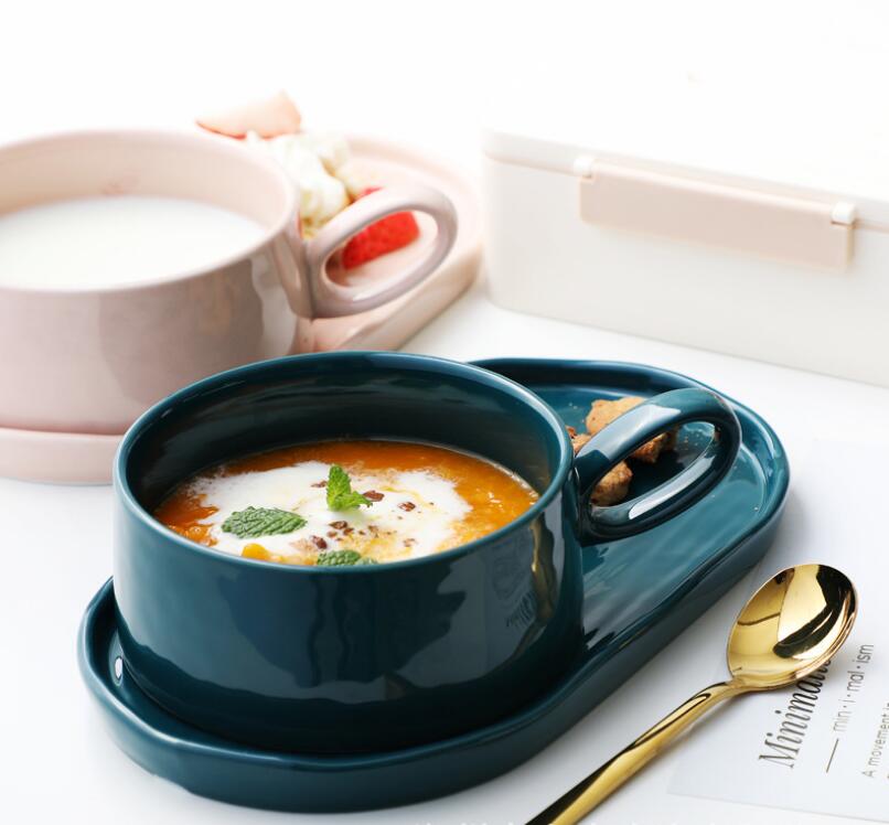 Breakfast Cup and Plate Set Simple Bowl Plate Household Ceramic Tableware Combination