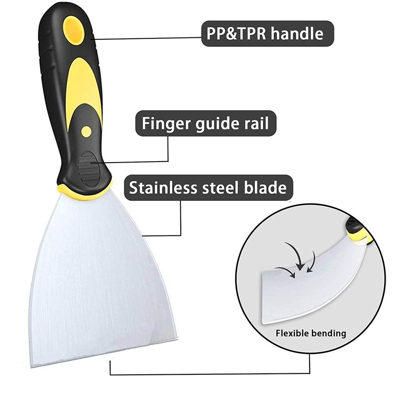 6Pcs Putty Knife Set Stainless Steel Spatula Spackle Knife Rustproof Putty Knife Spatula for Scraping Walls CNIM