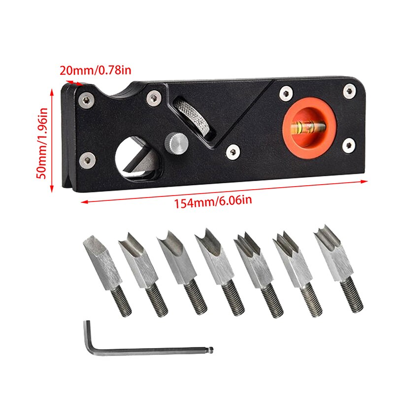 Woodworking Blade Edge Corner Hand Plane with 6pcs Blades 45 Degree Bevel Cutter Head Manual Planer Chamfering Trimming Tool: 1set 6blades black