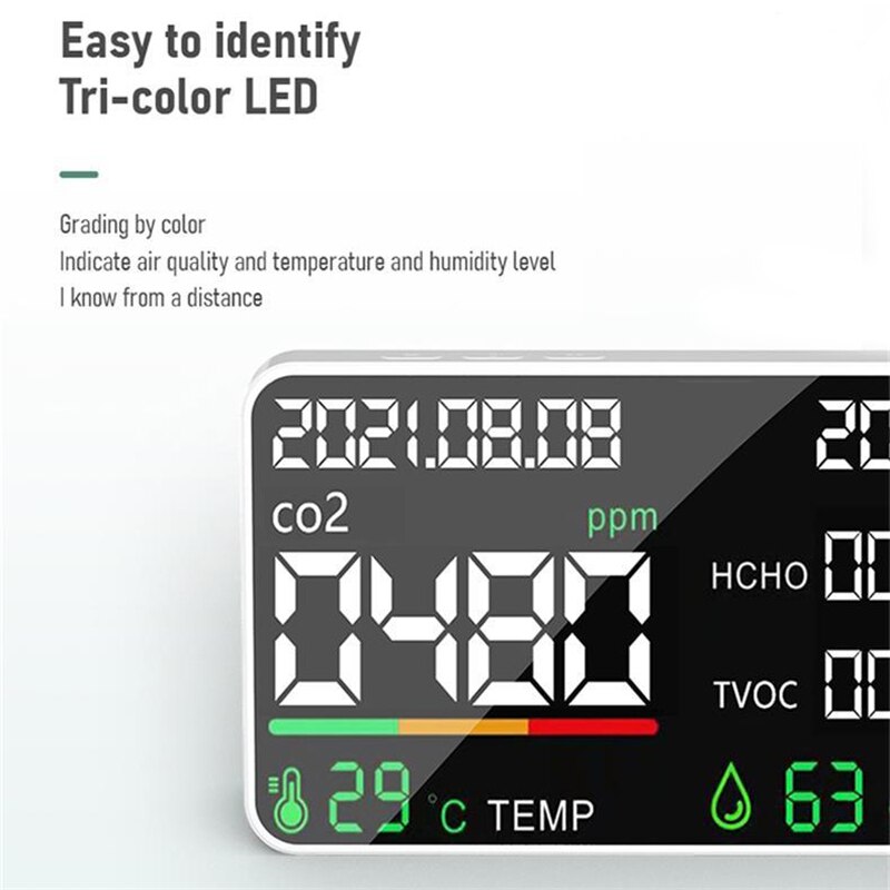 5 In1 Multifunctional CO2 Meter Digital Temperature Humidity Tester Carbon Dioxide Detector Fast Air Analyzer Monitors