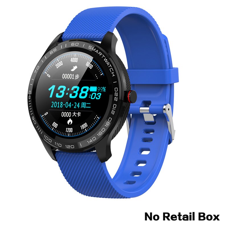 696 L9 Full touch Smart Uomini Della Vigilanza ECG + PPG Frequenza Cardiaca Misuratore di Pressione Sanguigna Monitor di ossigeno IP68 Impermeabile Bluetooth Intelligente braccialetto: blue silica No box