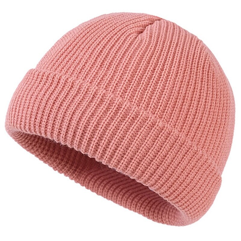 9 farver unisex hue hue ribstrikket vinterhue med manchet varm kort hue ensfarvet kalot baggy til voksen hue: Pk