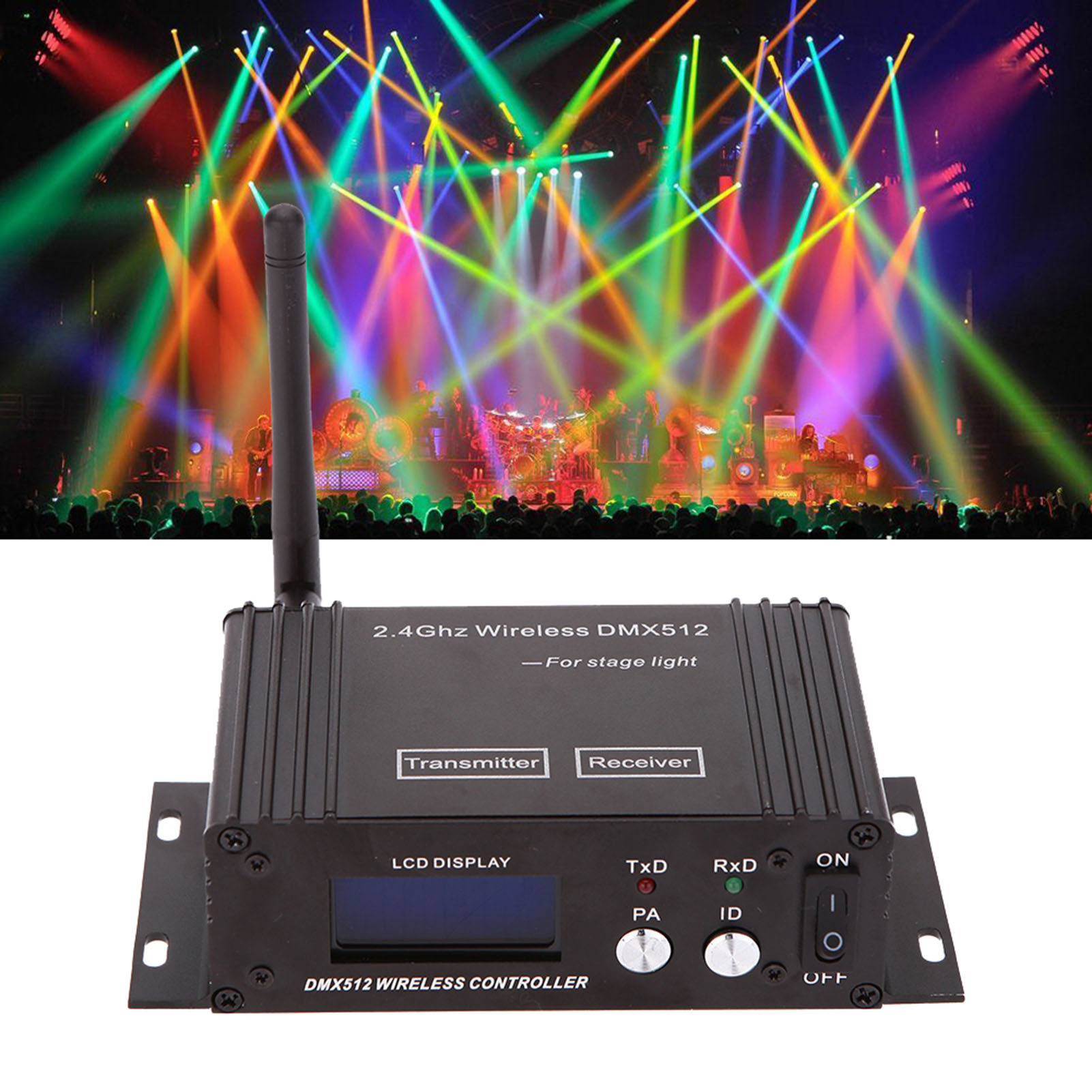 2.4G Wireless DMX 512 Controller Transmitter Receiver LCD Display Power Adjustable Repeater Lighting Controller Repeater